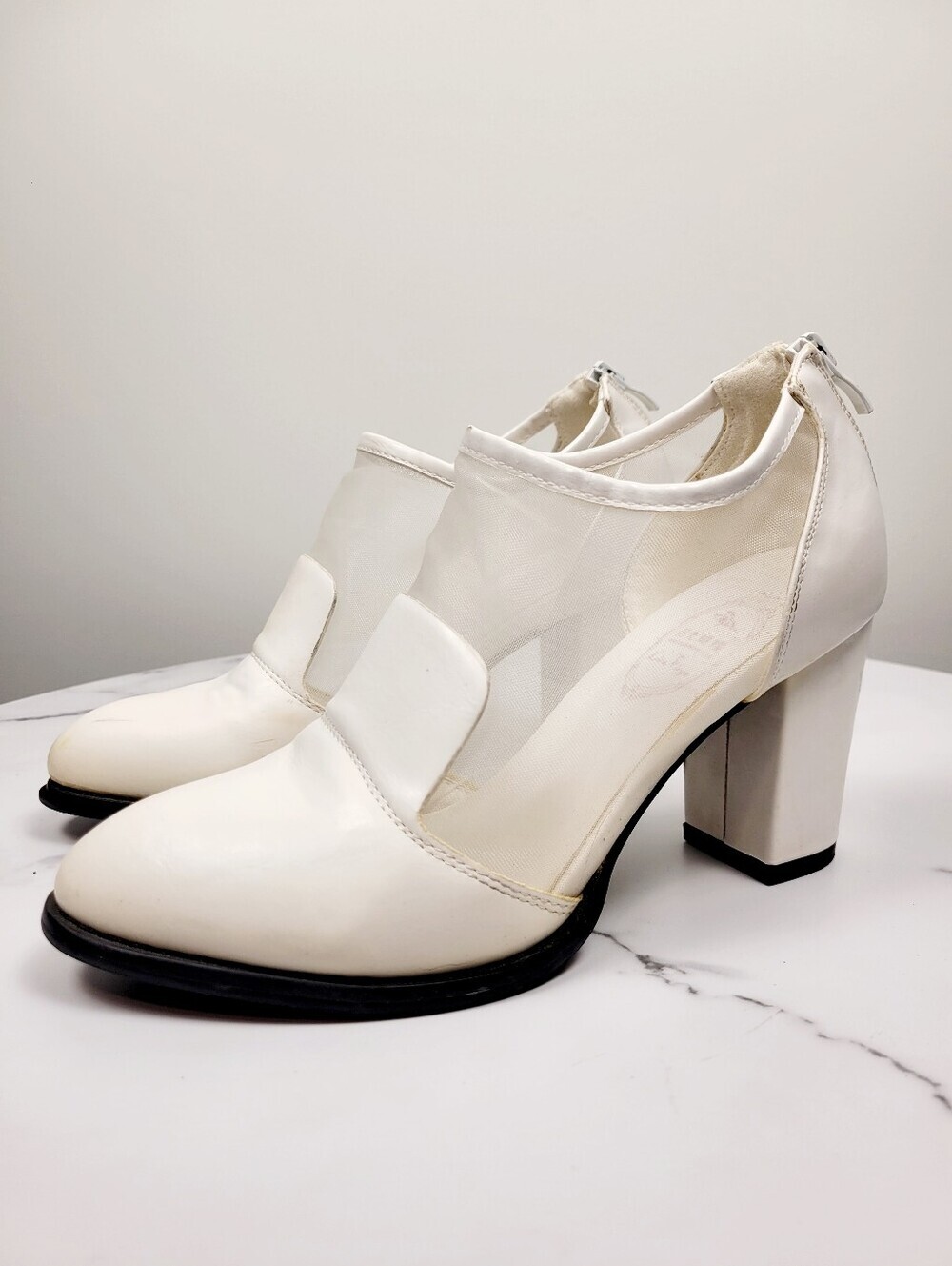 Y2K White Sheer Platform Heels Shoes Size: 7.5US